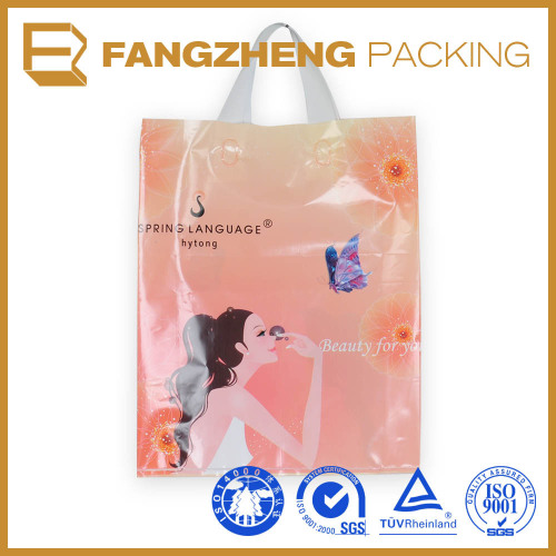 wholesale custom printed plastic handle bag/cheaper plastic handle bag/custom shopping bag with handle bag