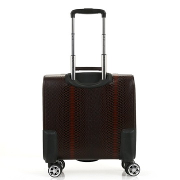 Brown PU Leather 16inch Trolley Travel Luggage