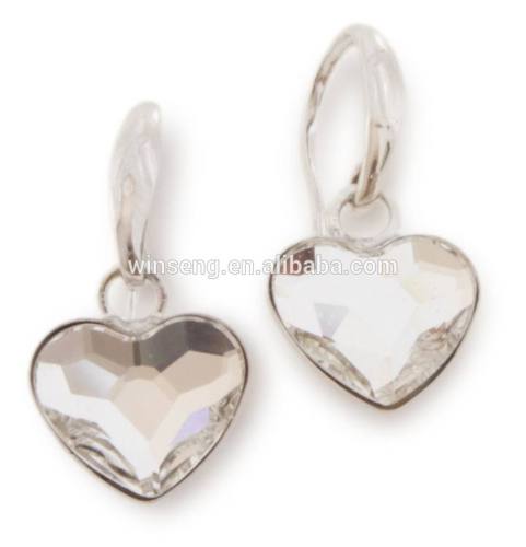 Wholesale 925 sterling silver Jewelry White Heart Earrings with Crystals from SWAROVSKI