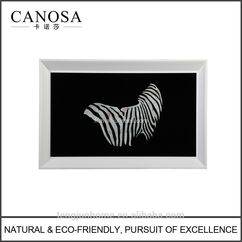 Zèbre CANOSA seashell blanc design photo mur avec structure en métal