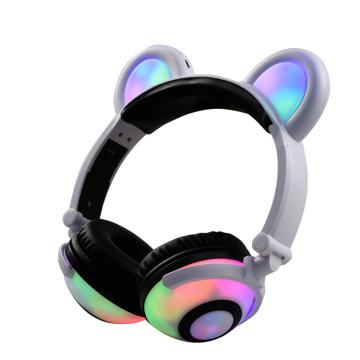 In stock Cute Glowing wired 3.5mm Bear Headphones