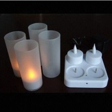 Plastic rechargeable flickering LED tealight candle