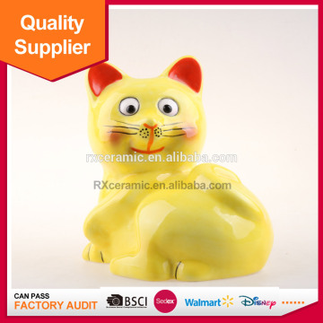 2016 hot sale lovely cat shape ceramic saving bank for home decoration