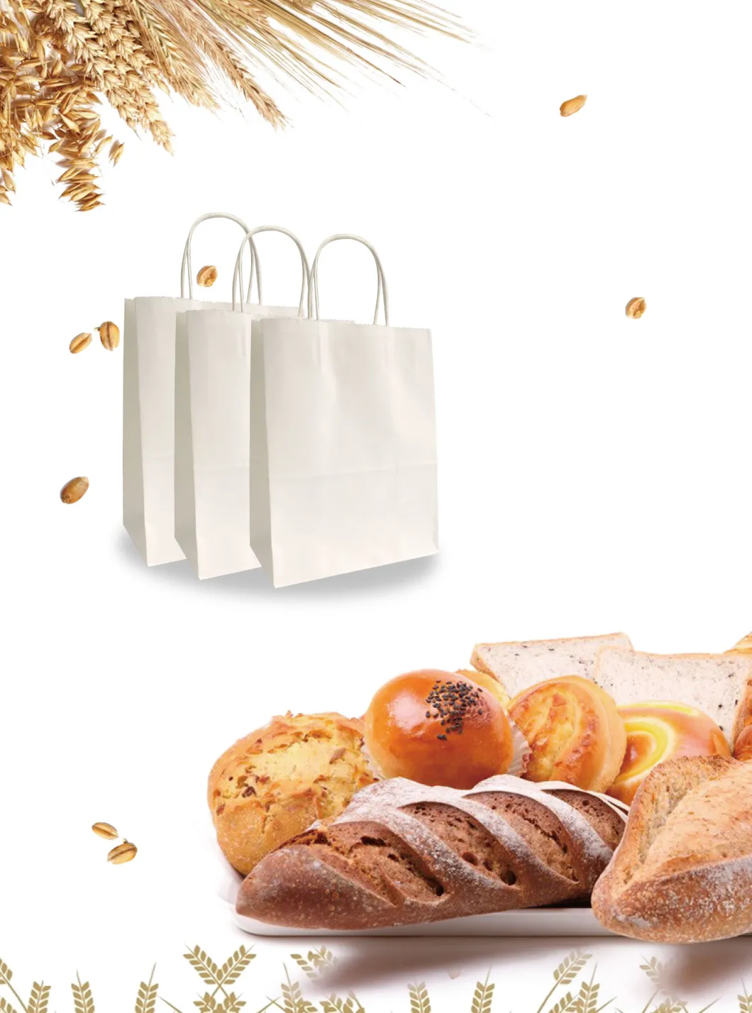 Green Packaging Food Bag Handbag Takeaway Paper Bag