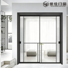 Modern Grid Single Glass Sliding Door