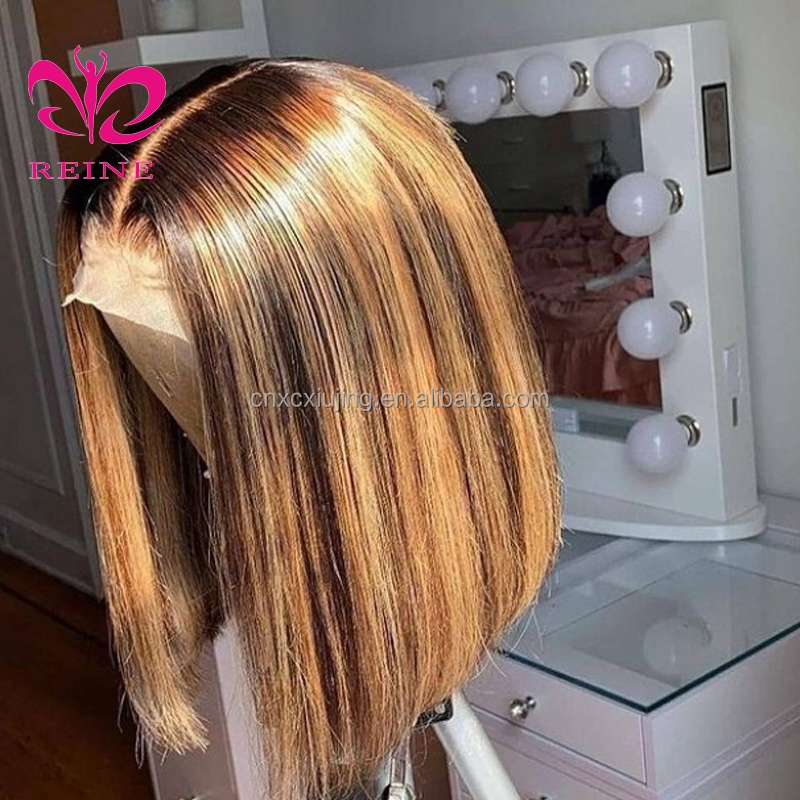 REINE #4/30, 27 Highlight Colored Pre Plucked Lace  Frontal Human Hair Wigs double drawn Vietnam human hair wig For Black Women