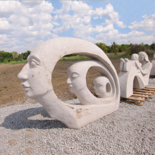 New made large abstract face figurines