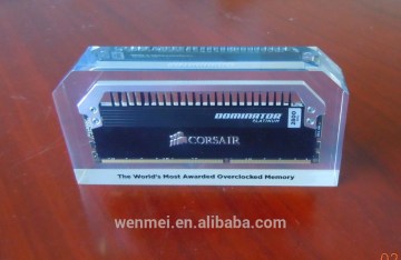 Custom lucite paperweight with memory bank inside