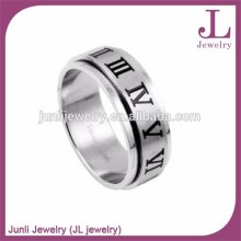 Classic Spinner Design Roman Numeral Silver Color Stainless Steel Spinner Ring