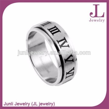 Classic Spinner Design Roman Numeral Silver Color Stainless Steel Spinner Ring