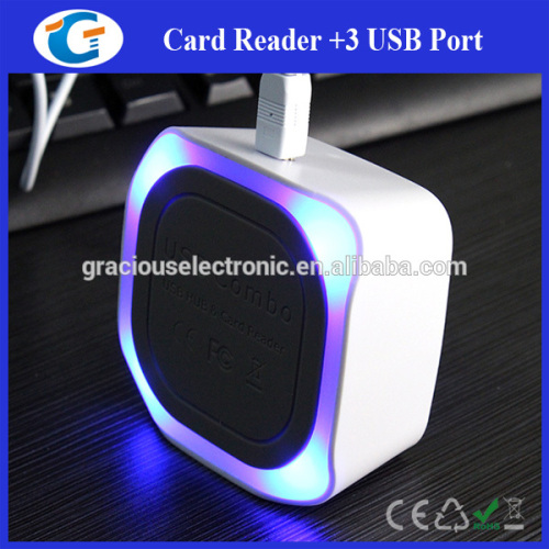 USB Hub 3 Ports USB 2.0 OEM Manufacturer Light Up Logo Hub