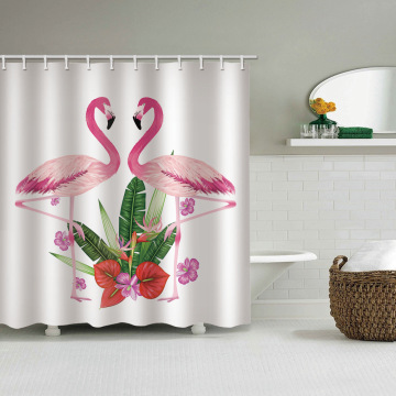 Flamingo Waterproof Shower Curtain Animal Bird Bathroom Decor