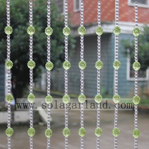 Cortina de cuentas de cristal de sala de estar elegante verde agua
