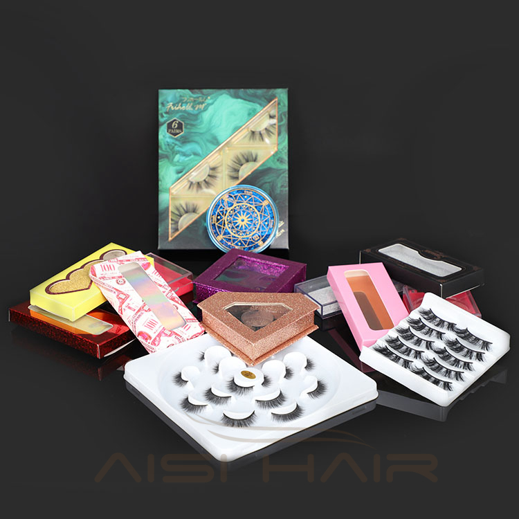 Aisi Hair Private Label Logo Colored Eyelashes Packaging Custom Eye Lashes Box 25mm False Eye Lash Empty Container