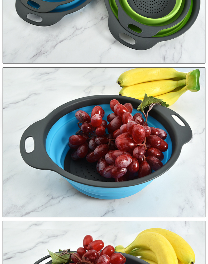 Kitchen Collapsible Silicone Colander Fruit Vegetable Strainer Basket