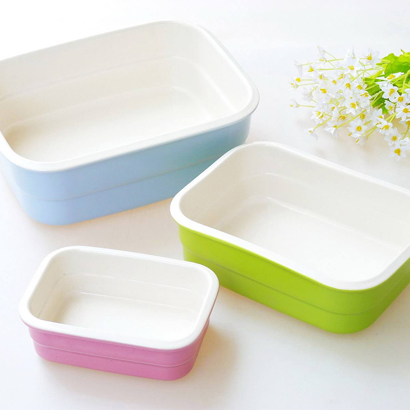 Customized Rectangle Kitchen Ware Baking Tray Ceramic Bake Pan Bakeware Sets