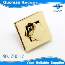 Fashion zinc alloy gold square handbag twist lock