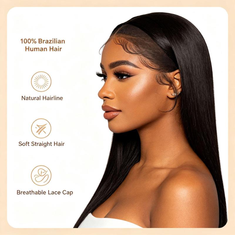 Brazilian Human Hair Lace Front Wig Straight Hair For Black Women