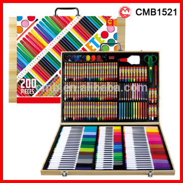 200 Pieces Professional Wooden Box Rainbow Art Set