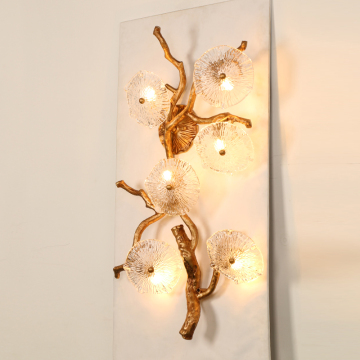 Golden Lotus Leaf Wall Lamp - Modern Luxury LED Wall Lamp for Hotel Corridor Decoration