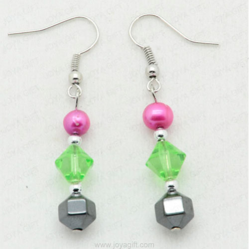 Crystal hematite earring