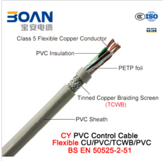 Cy PVC Control Cable, 300/500 V, Flexible Cu/PVC/Petp/Tcwb/PVC (BS EN 50525-2-51)