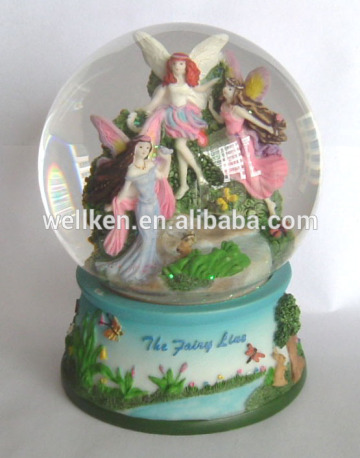 polyresin fairy water ball,flower fairy snow globe