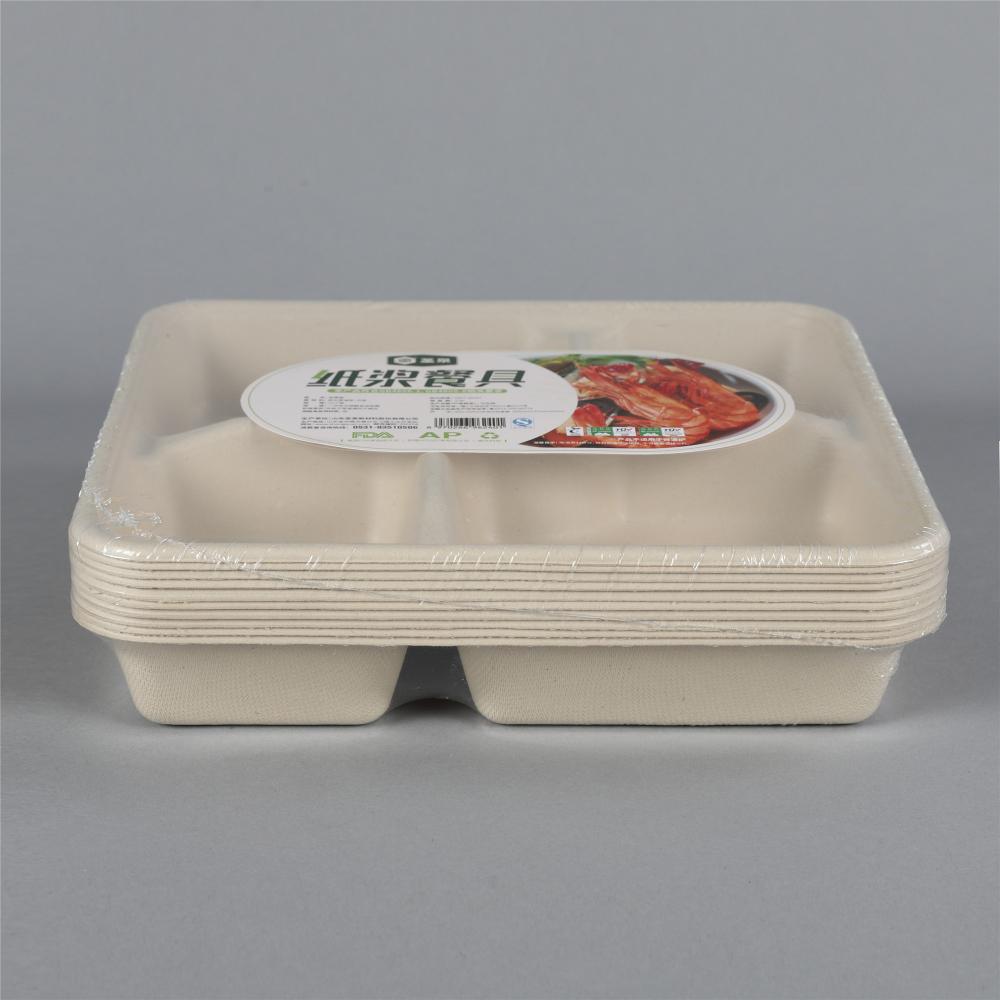 Customizable Microwavable Greaseproof Take Away Food Packaging Container Disposable Paper Biodegradable Lunch Box Bento