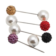 Wholesale Long Safety Stick Pin with Pearl Pad Hijab Brooch