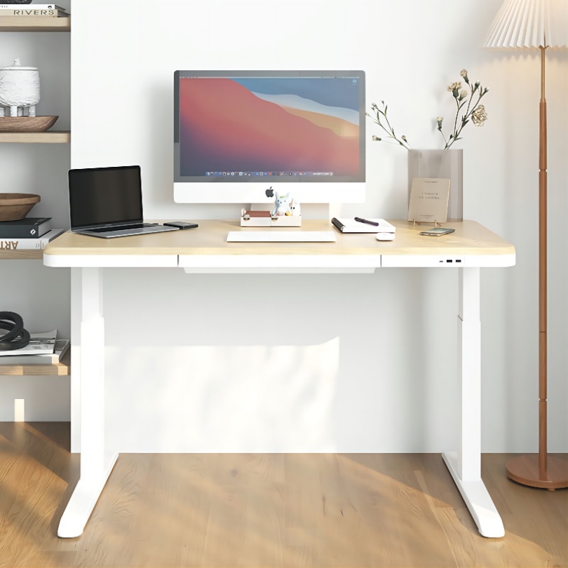 Houten kleur elektrisch staand bureau