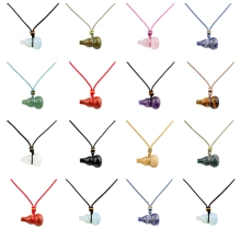 Gemstone Calabash Pendant Neckalce 18X30MM Handmade Craved Calabash Charm Pendant Rope Necklace