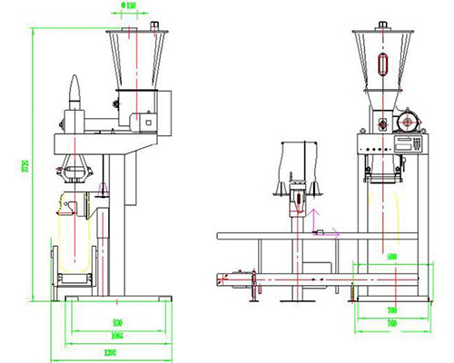 25 kg par sac farine machine à emballer 25 kg per bag flour packing machine