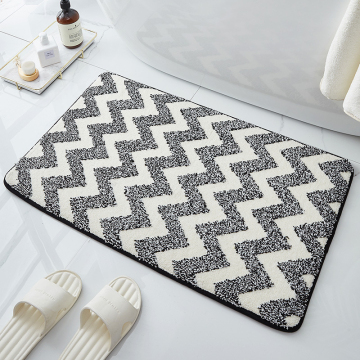 Dark Blue Stone Pattern Memory Foam Bath Mat