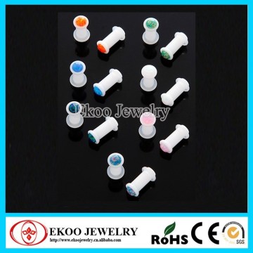Opal Stone White Acrylic Ear Plugs