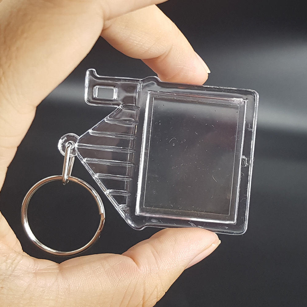 36x30mm House Shaped Acrylic Plastic Photo Key Ring