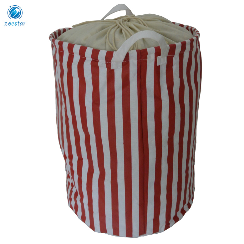 Lightweight Waterproof Canvas Storage Home Toy Laundry Hamper Bag Bucket with Handle Large Laundry Basket