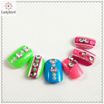 3d rhinestone glitter carving pwder nail art fake nails