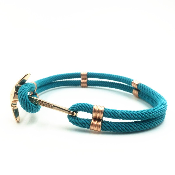 Stainless Steel Anchor Cotton Nylon Cord Bracelet