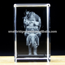 Hot Sale 3d Laser Crystal Ganesha Statues For Hindu Religions Souvenir