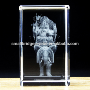 Hot Sale 3d Laser Crystal Ganesha Statues For Hindu Religions Souvenir