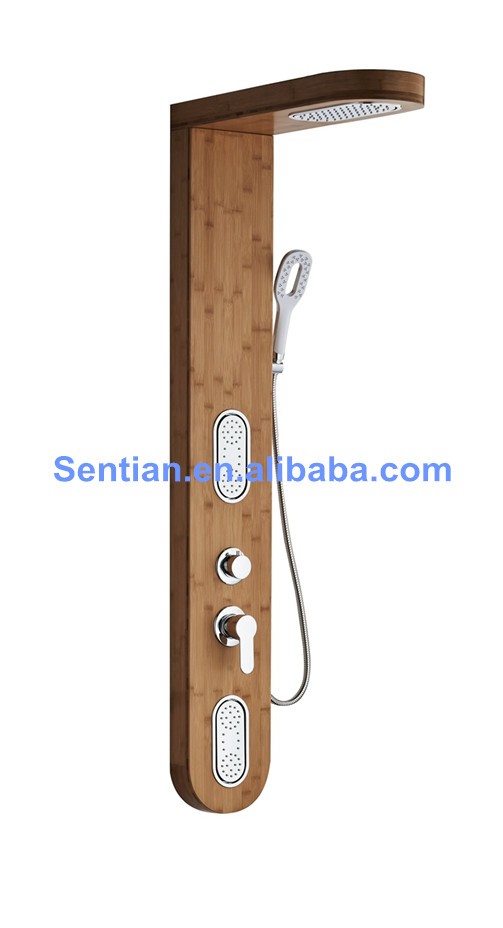 Hot Popular Brass Mechanical Mixer/Themostatic Natural Bamboo shower panel shower column