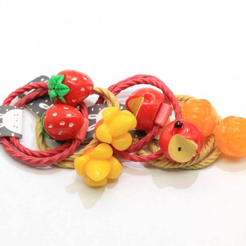 Nuevo Kawaii Baby Elastic Hair Band Strawberry Orange Apple Mango Fruit Decoration Elastic Hair Tie Titulares de cola de caballo