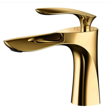 Shinny gold basin faucet for bathroom Single Lever Swivel Spout Luxury Modern Cold and Hot Faucet