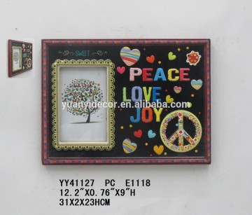 Decorative wooden photo frame with peace love joy