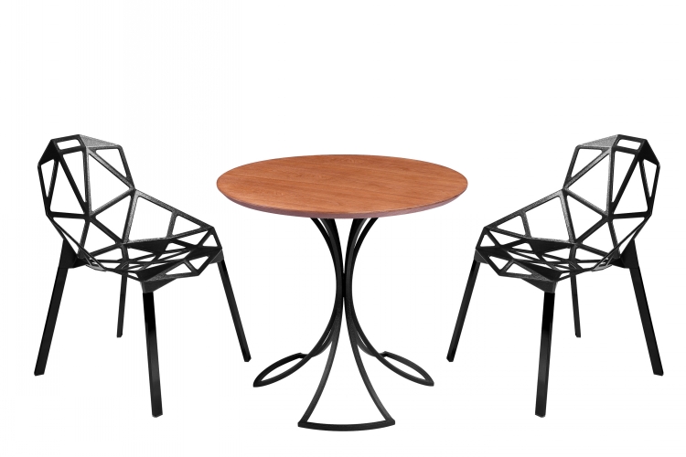 Simple European Modern Round Wood Top Metal Leg Office Cafe Living Room Coffee Table