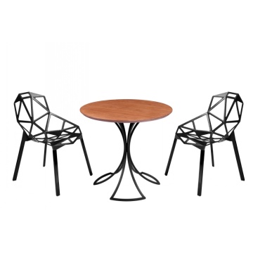 Modern Metal Leg Round Restaurant WoodTop CoffeeTea Tables