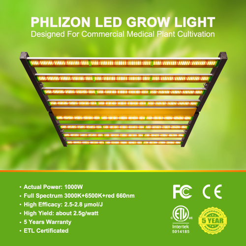 Phlizon 8 Bars 1000W LED Grow Light