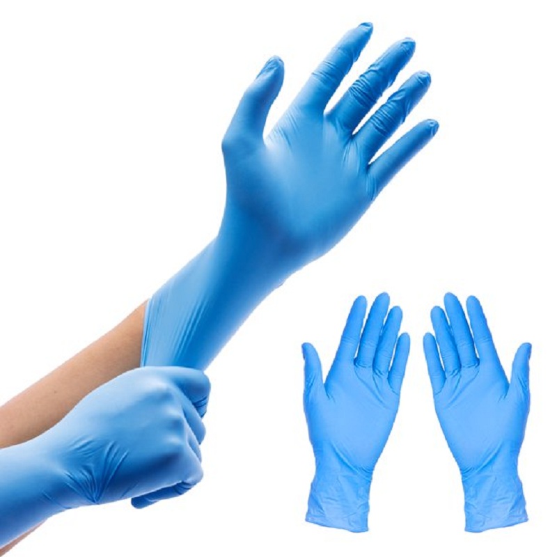 Nesterilní průmyslové jednorázové rukavice s modrým nitrilem