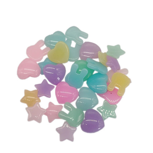 Kawaii Jelly Kleur Hars Plaksteen Hart Ster Konijn Cabochons Zoete Hart Ster Konijn Hoofd Versieringen Voor Scrapbooking DIY