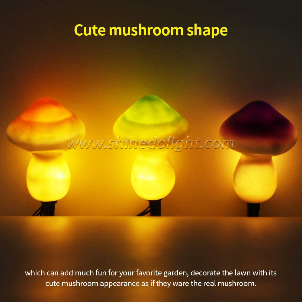 Solar Holiday Garden Decoration IP44 Waterproof Cute Mushroom Bollard Lively Light